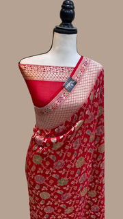 Pure Khaddi Georgette Banarasi Saree - water zari - The Handlooms