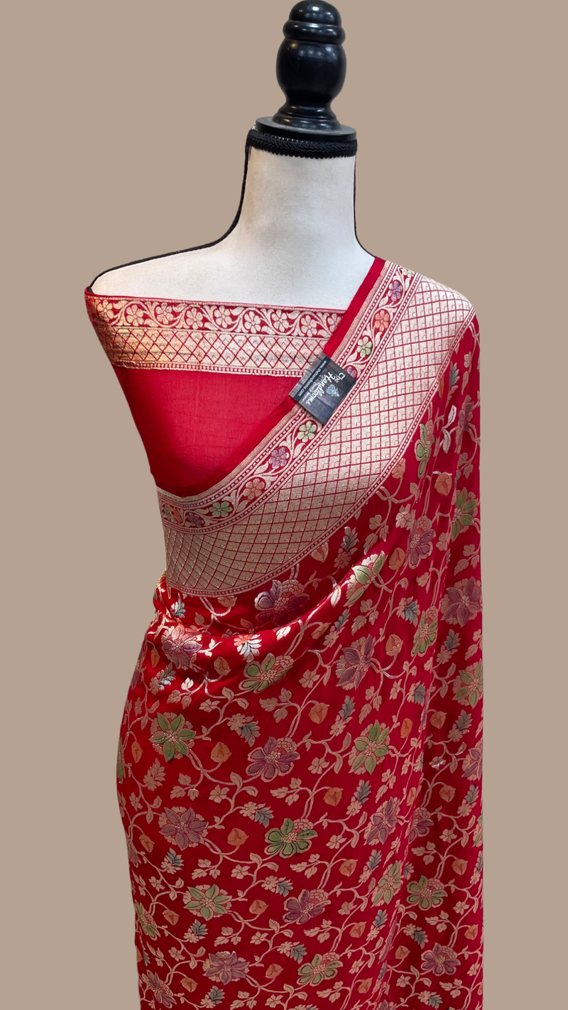 Pure Khaddi Georgette Banarasi Saree - water zari - The Handlooms