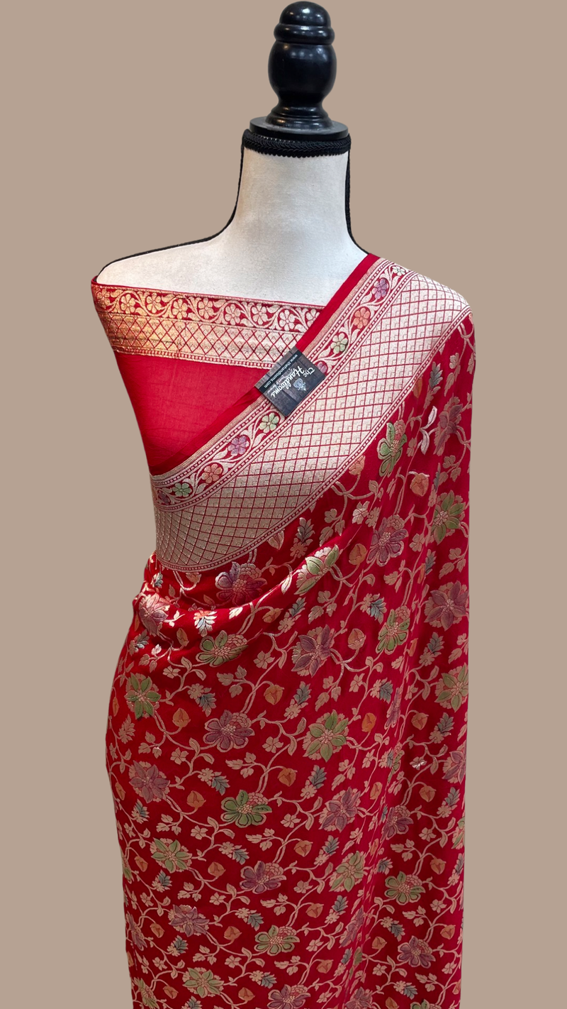 Pure Khaddi Georgette Banarasi Saree - water zari - The Handlooms