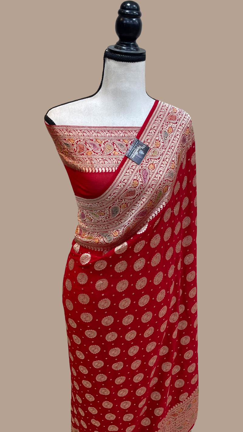 Pure Khaddi Georgette Banarasi Saree - water zari - The Handlooms