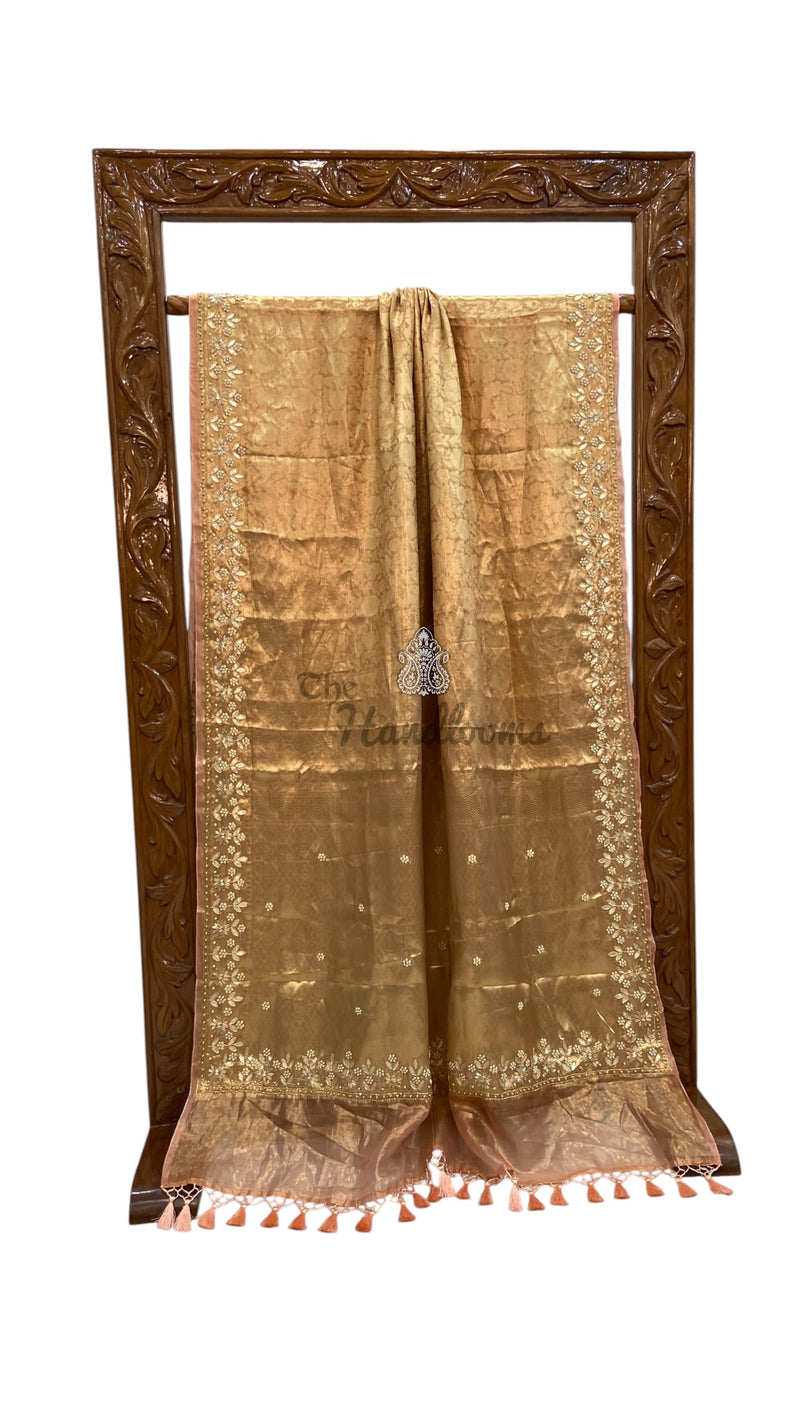 Pure Kora Tissue Handloom Banarasi Saree - Handwork