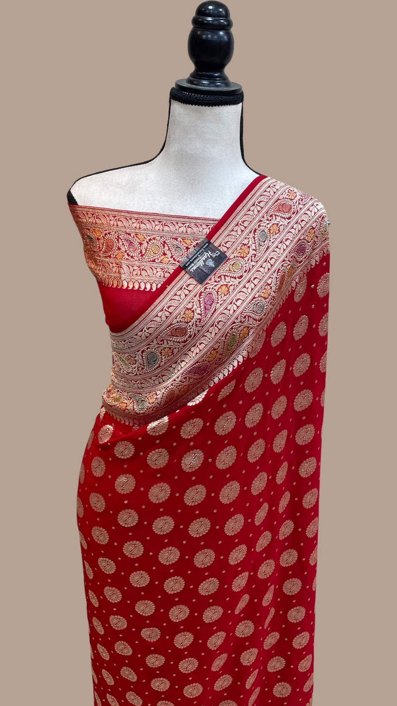 Pure Khaddi Georgette Banarasi Saree - water zari - The Handlooms