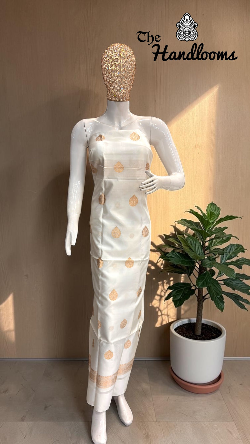 Pure Katan Silk Handlooms Banarasi Dress material With Organza Dupatta - The Handlooms