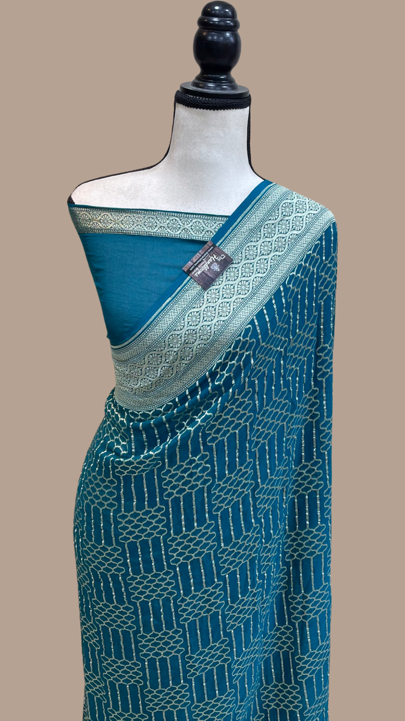 Pure Khaddi Georgette Handloom Banarasi Saree - The Handlooms