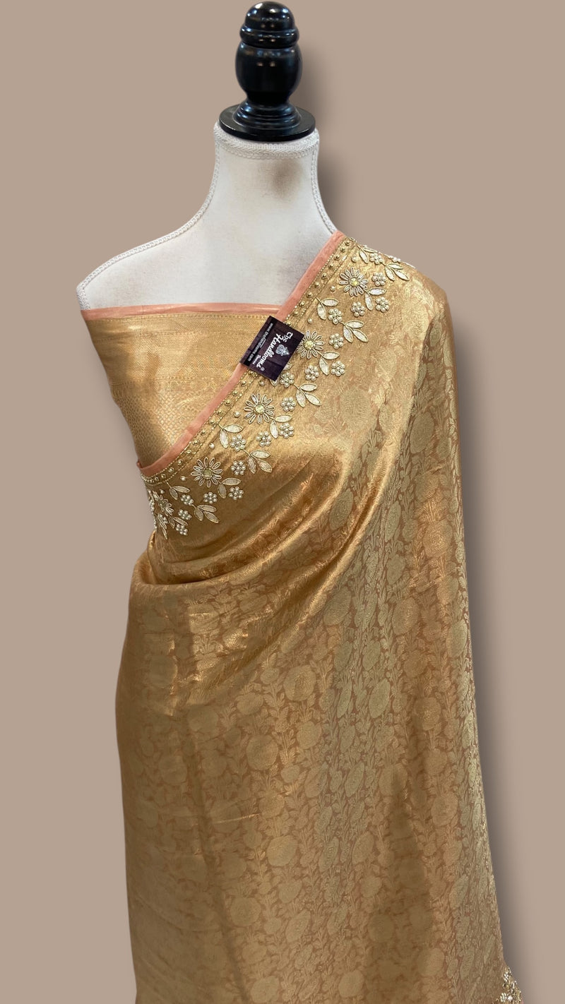 Pure Kora Tissue Handloom Banarasi Saree - Handwork