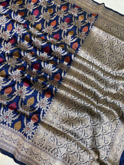 Pure Katan Silk Banarasi Handloom Saree - All over Jaal work - With Meenakari - The Handlooms