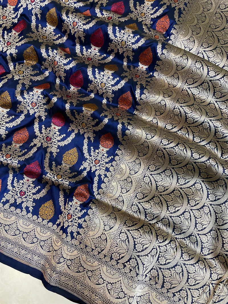 Pure Katan Silk Banarasi Handloom Saree - All over Jaal work - With Meenakari - The Handlooms