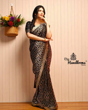 Shruti Hassan in Pure Katan Silk Banarasi Handloom Saree - All Over Jaal Work - The Handlooms