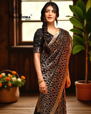 Shruti Hassan in Pure Katan Silk Banarasi Handloom Saree - All Over Jaal Work - The Handlooms