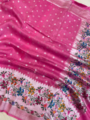 Pure Tussar Georgette Handloom Banarasi Saree - Paithani Border - The Handlooms