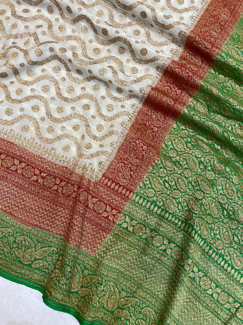 Pure Khaddi Georgette Banarasi Saree -  Antique zari - The Handlooms