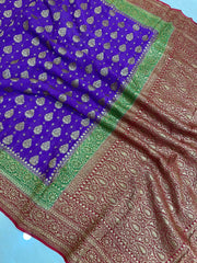 Pure Khaddi Georgette Banarasi Saree -  Antique zari - The Handlooms