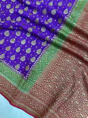 Pure Khaddi Georgette Banarasi Saree -  Antique zari - The Handlooms