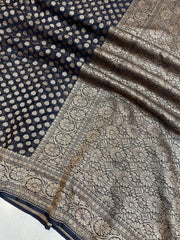 Pure Khaddi Georgette Banarasi Saree -  Antique zari - The Handlooms
