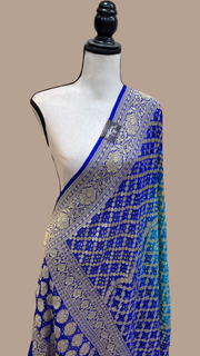 Pure Georgette Banarasi Bandhej Handloom Dupatta - Dual Shade - The Handlooms