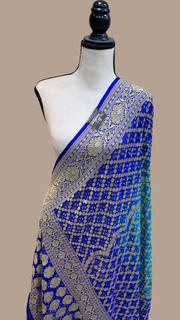 Pure Georgette Banarasi Bandhej Handloom Dupatta - Dual Shade - The Handlooms
