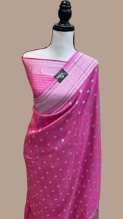 Pure Tussar Georgette Handloom Banarasi Saree - Paithani Border - The Handlooms