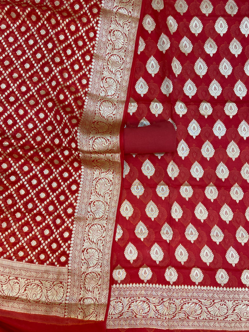 Pure Chiffon Khaddi Banarasi Dress material - The Handlooms