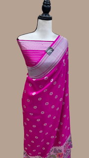 Pure Tussar Georgette Handloom Banarasi Saree - Paithani Border - The Handlooms
