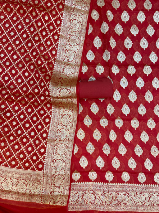 Pure Chiffon Khaddi Banarasi Dress material - The Handlooms