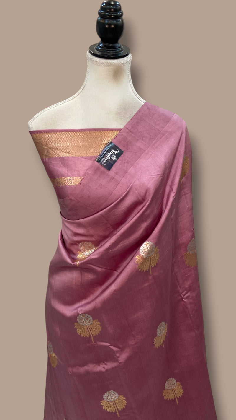 Pure Katan Silk Banarasi Handloom Saree - All over Kadua motifs