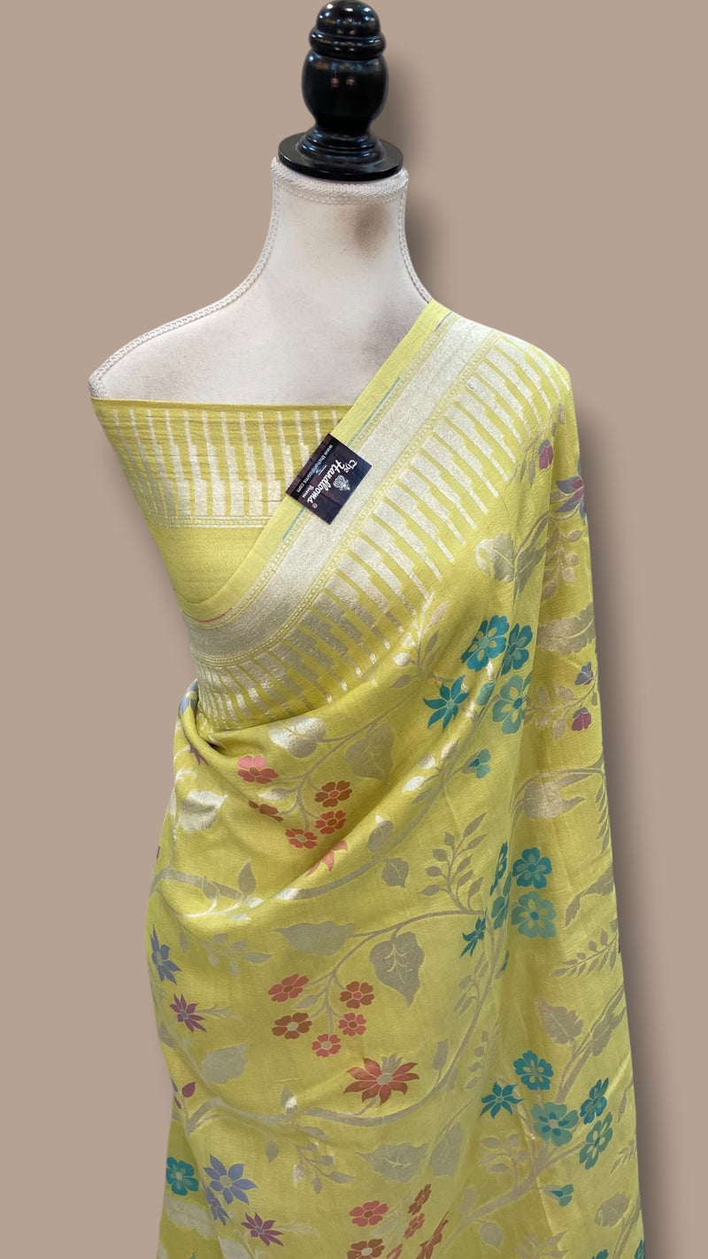 Pure Tussar Georgette Handloom Banarasi Saree With Meenakari