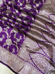 Pure Katan Silk Banarasi Handloom Saree - All over Sona Roopa Jaal work - The Handlooms