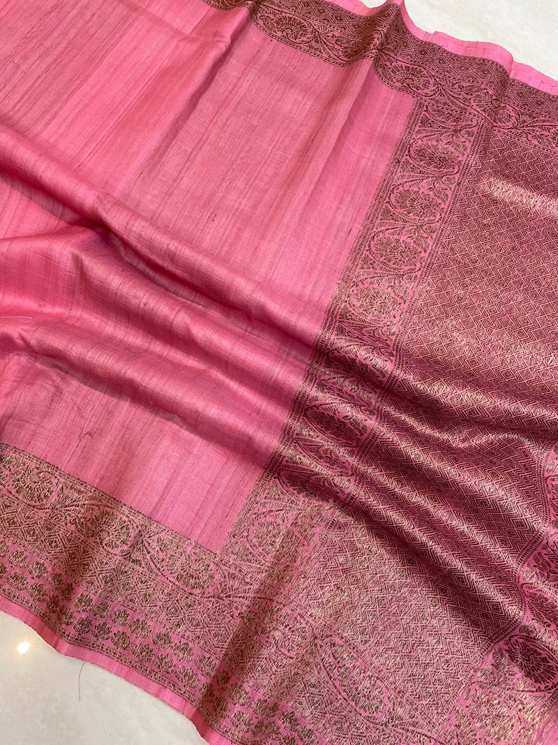 Pure Tussar Georgette Handloom Banarasi Saree - Antique Zari - The Handlooms