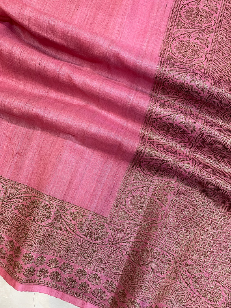 Pure Tussar Georgette Handloom Banarasi Saree - Antique Zari - The Handlooms