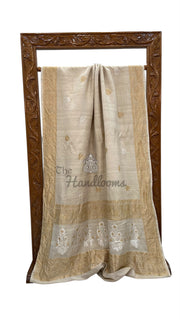 Pure Tussar Georgette Handloom Banarasi Saree - All Over Kadua Motifs - The Handlooms