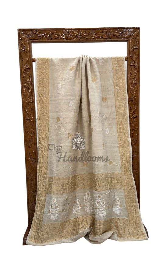 Pure Tussar Georgette Handloom Banarasi Saree - All Over Kadua Motifs - The Handlooms