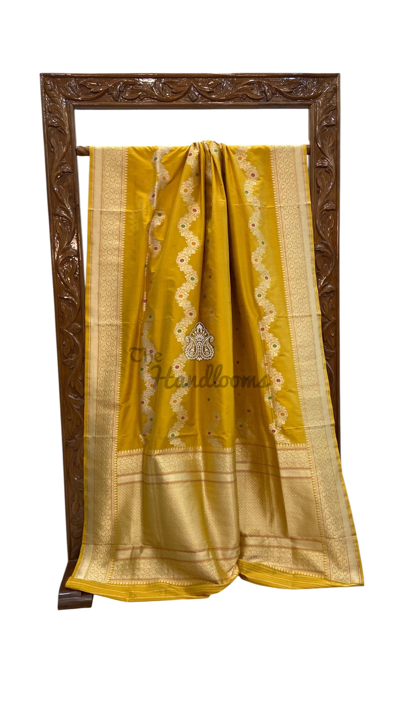 Pure Katan Silk Banarasi Handloom Saree - All Over Kadiyal Jaal Work