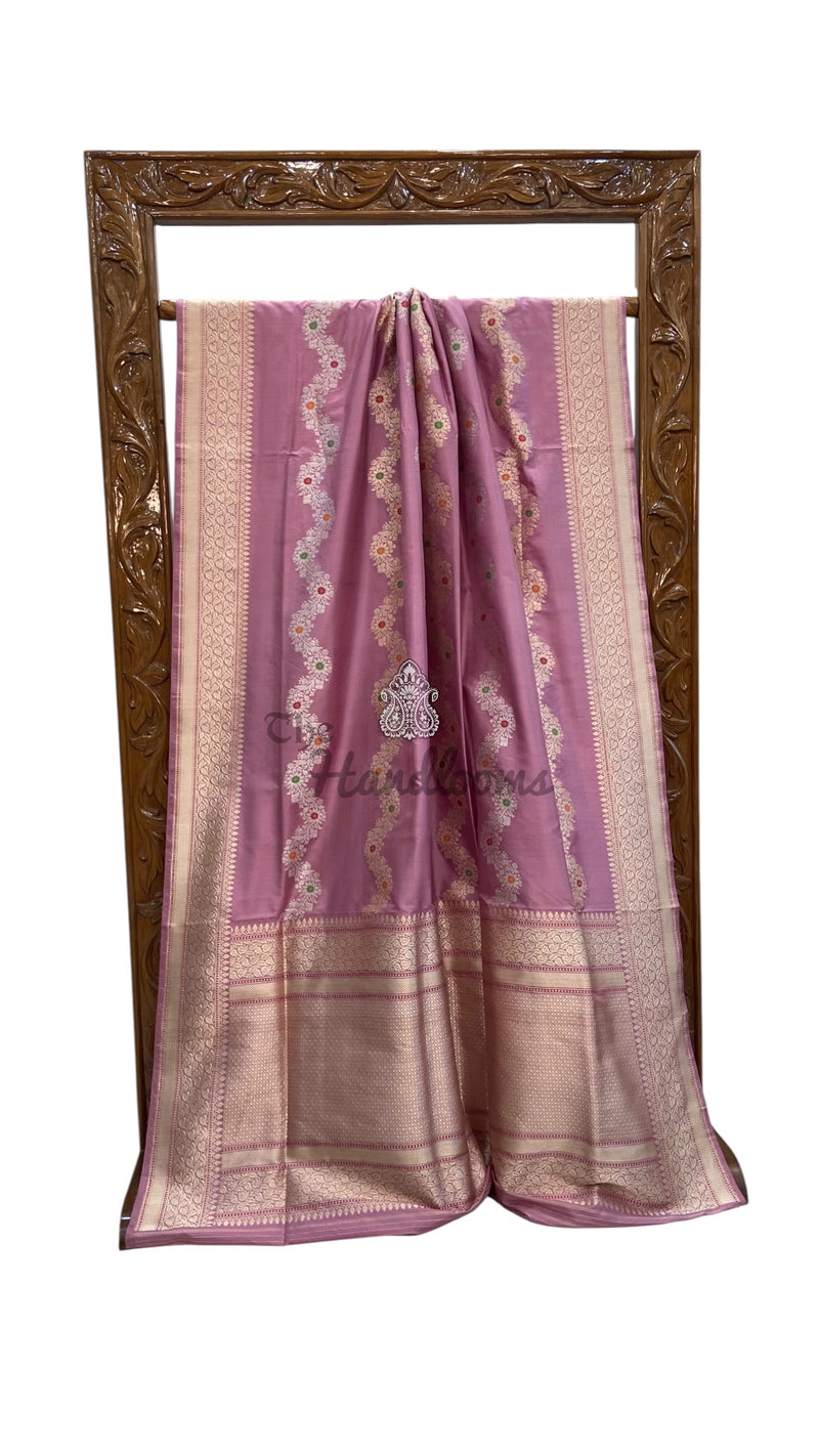 Pure Katan Silk Banarasi Handloom Saree - All Over Kadiyal Jaal Work