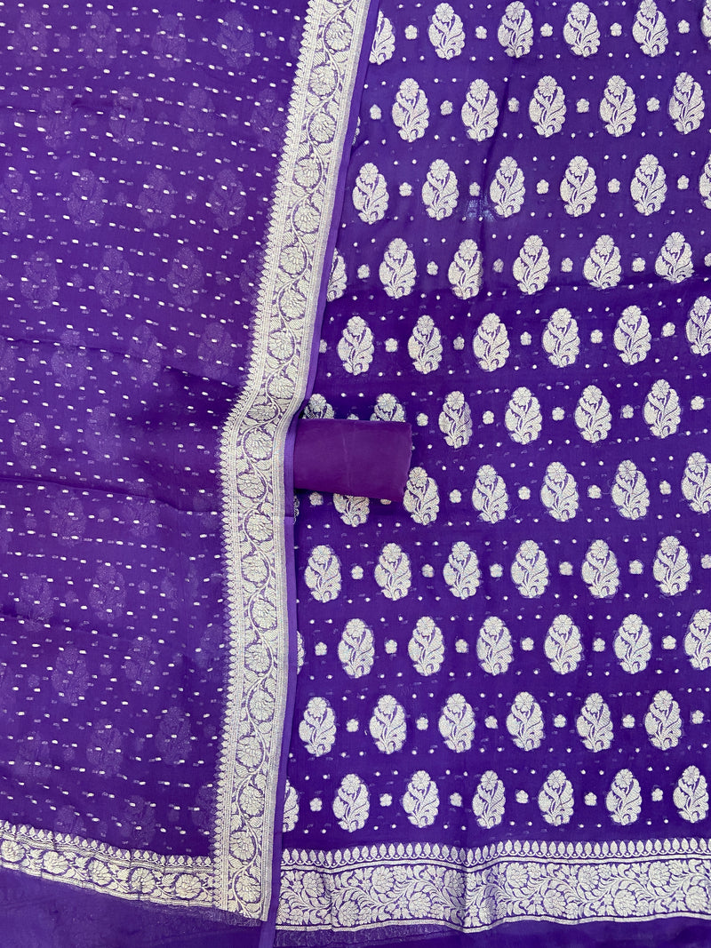 Pure Khaddi Georgette Banarasi Dress Material - The Handlooms