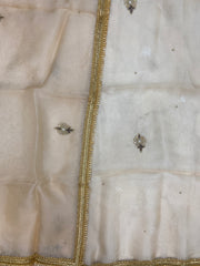 Pure Kora Tissue Handloom Banarasi Dress Material - Handwork - The Handlooms