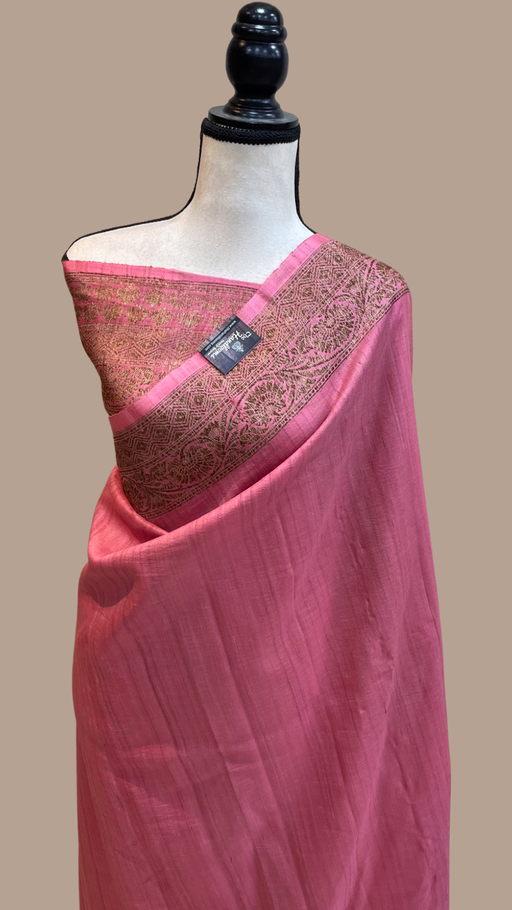 Pure Tussar Georgette Handloom Banarasi Saree - Antique Zari - The Handlooms