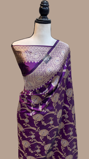 Pure Katan Silk Banarasi Handloom Saree - All over Sona Roopa Jaal work - The Handlooms