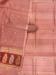 Pure Raw Silk Banarasi Handloom Dress material - All Over Kadua Motifs With Silk Dupatta - The Handlooms