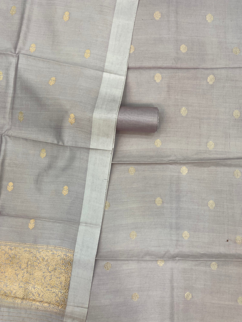 Pure Silk Banarasi Handloom Dress material - All Over Kadua Motifs With Silk Dupatta - The Handlooms