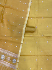 Pure Silk Handloom Banarasi Dress Material Kadua Boota With Kora Dupatta - The Handlooms