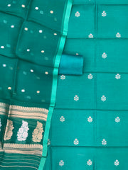 Pure Silk Handloom Banarasi Dress Material Kadua Boota With Kora Dupatta - The Handlooms