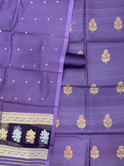 Pure Tusse Silk Banarasi Handloom Dress material - All Over Kadua Boota With Silk Dupatta - The Handlooms