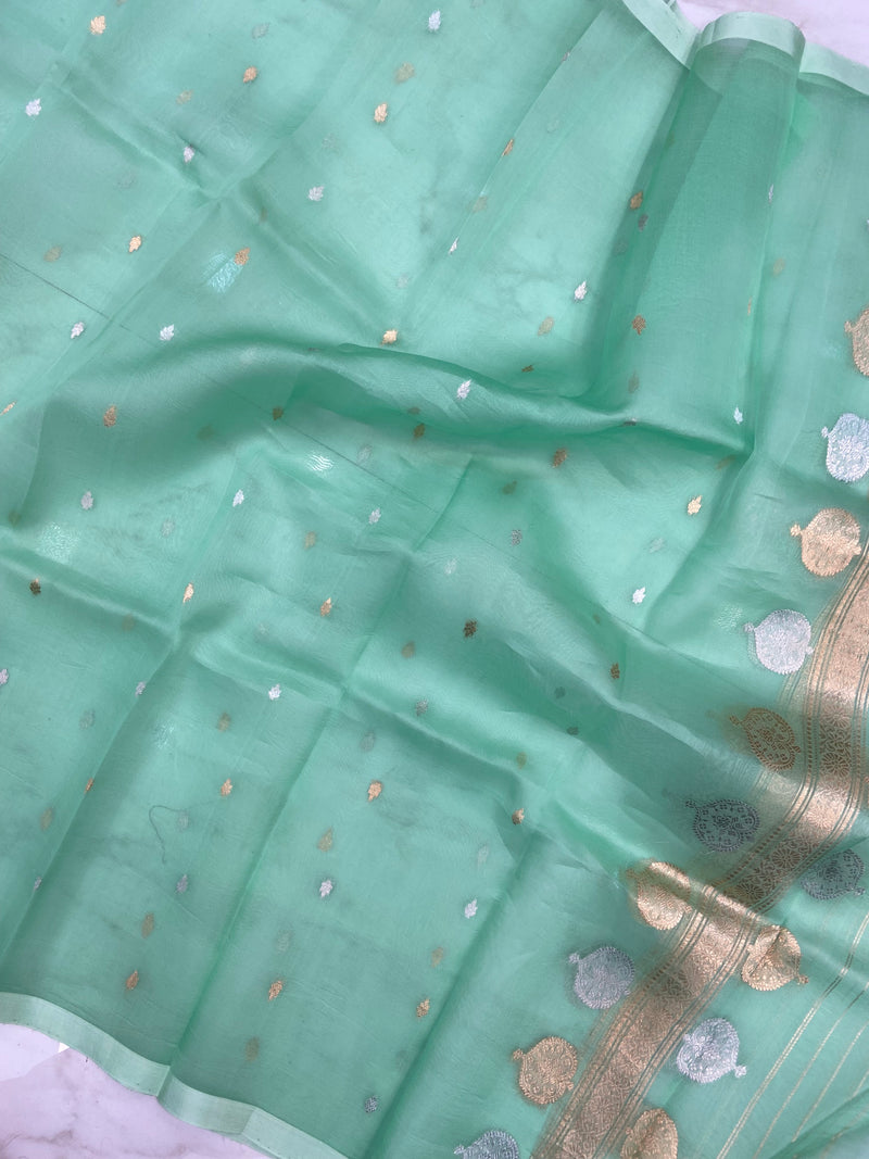 Pure kora Banarasi Handloom Dupatta - The Handlooms