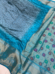 Pure Banarasi Silk Bandhej Handloom Saree - The Handlooms