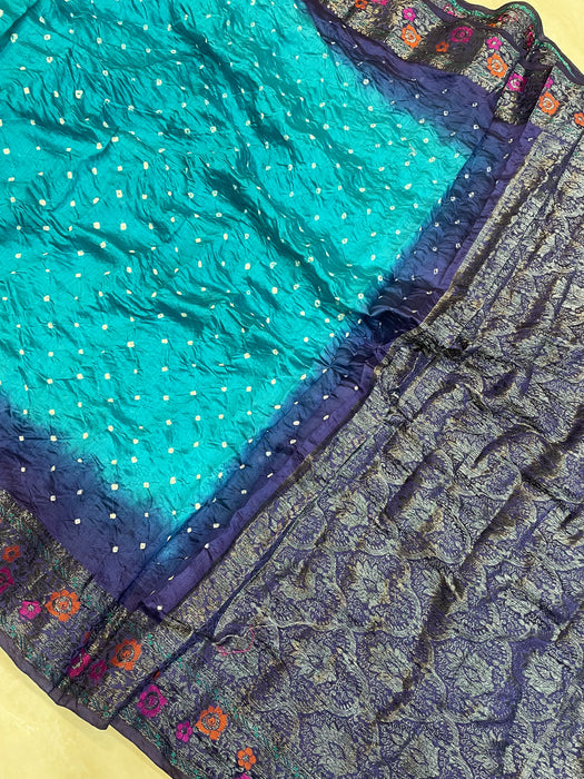 Pure Banarasi Silk Bandhej Handloom Saree — The Handlooms