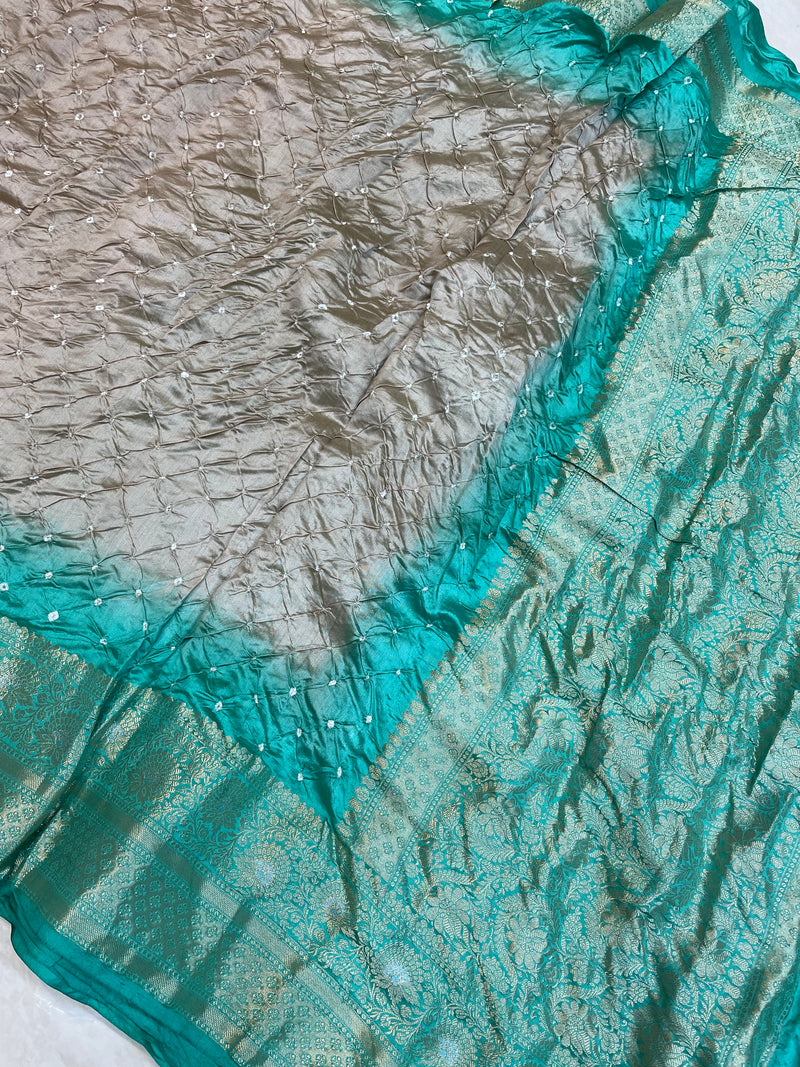 Pure Banarasi Silk Bandhej Handloom Saree - The Handlooms