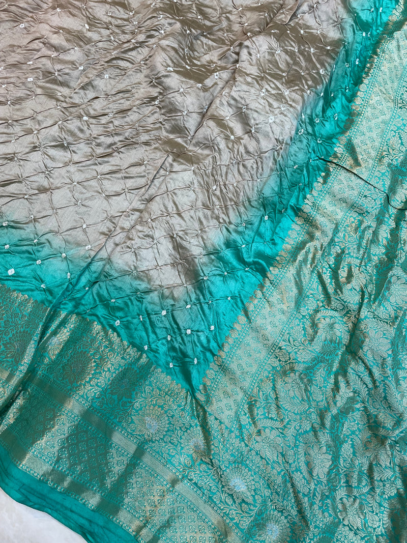 Pure Banarasi Silk Bandhej Handloom Saree - The Handlooms