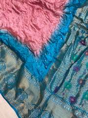 Pure Banarasi Silk Bandhej Handloom Saree - The Handlooms