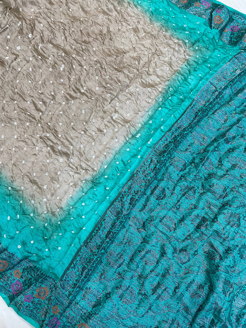 Pure Banarasi Silk Bandhej Handloom Saree - The Handlooms