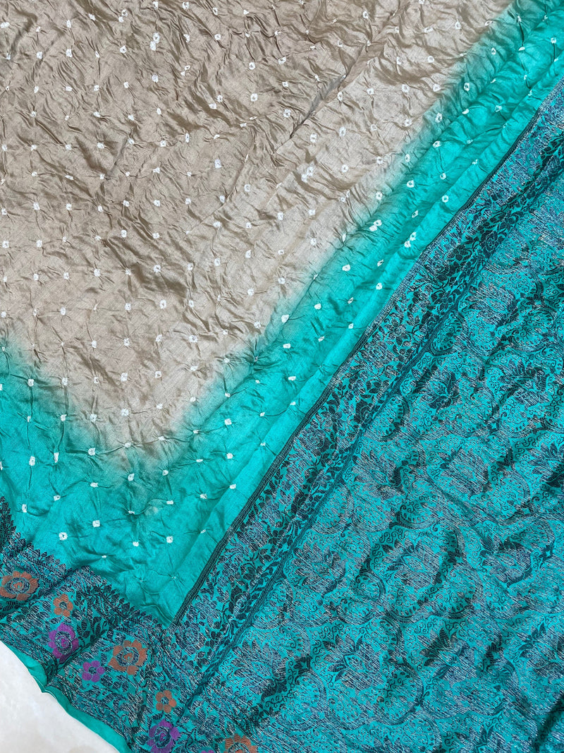 Pure Banarasi Silk Bandhej Handloom Saree - The Handlooms